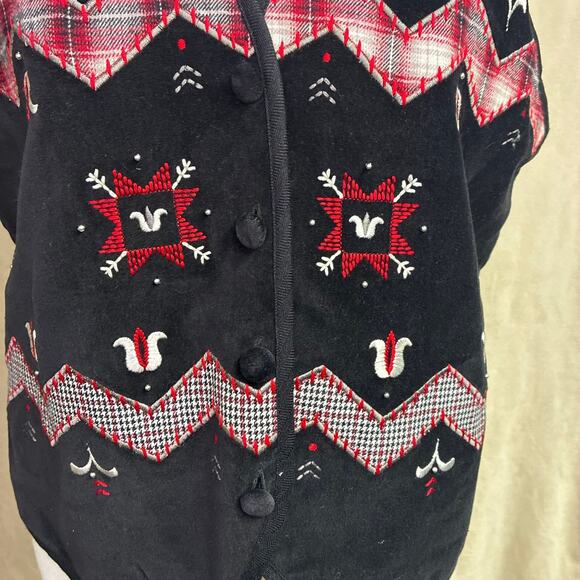 Vnt Velvet Christmas party Vest,90s ugly sweater westernwear - Picture 3 of 6
